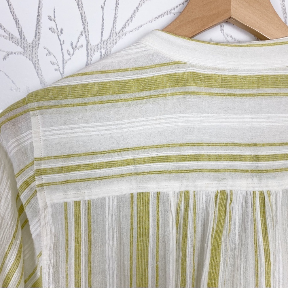 SOFT SURROUNDINGS Elisha Turquoise Beaded Cotton Stripe Tunic Top Blouse M - Picture 9 of 15
